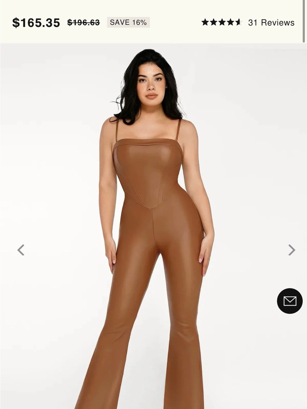 Popilush Faux Leather Corset Bodice Slimming Jumpsuit